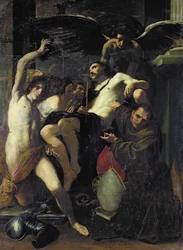Le Christ adoré par les anges, Saint Sébastien et Saint Bonaventure